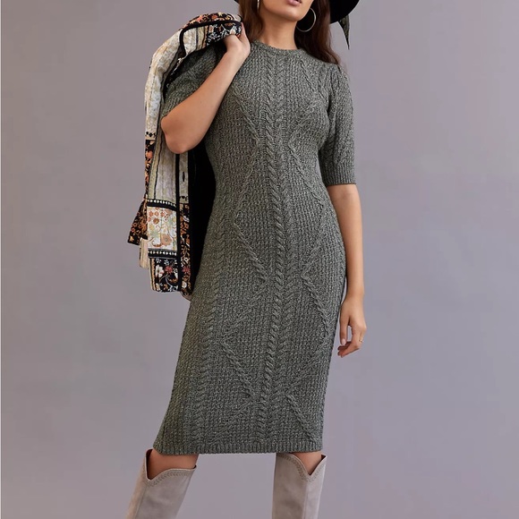 Anthropologie Dresses & Skirts - Anthropologie Sz M Stretch Cable Knit Midi Dress by Current Air EUC